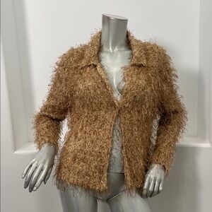 Marika Contompasis For Stanley Desantis  Fuzzy Tan Cardigan Jacket Size 2